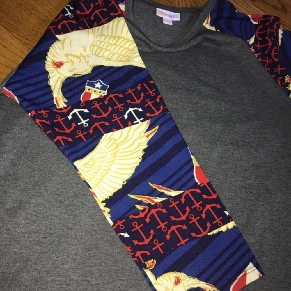 Lularoe‎ Randy Patriotic Eagle Gray anchor S NWT